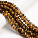 2.0mm Large Hole Yellow Tiger's Eye Smooth Round Beads 6mm 8mm 10mm 15.5" Strand