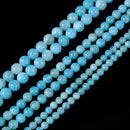 Blue Crackled Chalcedony Smooth Round Beads 6mm 8mm 10mm 12mm 15.5" Strand