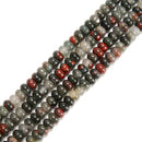 African Bloodstone Smooth Rondelle Beads 5x8mm 6x10mm 15.5" Strand