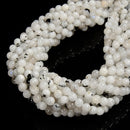 Natural White Dalmatian Moonstone Smooth Round Beads 8mm 15.5" Strand