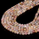 Natural Pink Opal Faceted Hard Cut Round Beads Size 5mm 6mm 15.5'' Strand