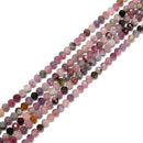 Natural Pink Tourmaline & Lepidolite Faceted Round Beads 5mm 15.5'' Strand