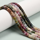 Natural Gradient Tourmaline Smooth Rondelle Beads Size 3x5mm 4x6mm 15.5''Strand