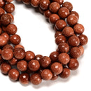 Sand Goldstone Faceted Round Beads 6mm 8mm 10mm 15.5" Strand