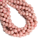 Natural Pink Opal Smooth Round Beads Size 6mm 8mm 10mm 15.5 '' Strand