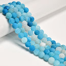 Light Blue Fire Agate Crackled Matte Round Beads 4mm -12mm 15.5" Strand
