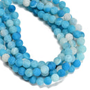 Light Blue Fire Agate Crackled Matte Round Beads 4mm -12mm 15.5" Strand
