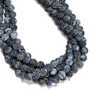 Black Fire Agate Crackled Matte Round Beads 4mm 6mm 8mm 10mm 12mm 15.5" Strand