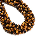 Yellow Tiger's Eye Faceted Round Beads 4mm 6mm 8mm 10mm 12mm 15.5" Strand