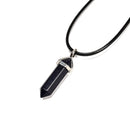 Blue Sand Goldstone Pendulum Pendant Healing Point Size 40x8mm Silver Leather Cord