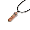 Unakite Pendulum Pendant Healing Point Size 40x8mm Silver Leather Cord