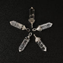 Clear Quartz Pendulum Pendant Healing Point Size 40x8mm Silver Leather Cord