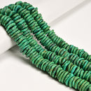 Dark Green Magnesite Turquoise Graduated Slice Discs Beads 10-16mm 15.5'' Strand