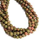 Unakite Matte Round Beads 6mm 8mm 10mm 12mm 15.5" Strand