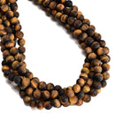 Yellow Tiger's Eye Matte Round Beads 4mm 6mm 8mm 10mm 12mm 15.5" Strand