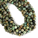 Natural African Turquoise Faceted Round Beads 6mm 8mm 10mm 12mm 15.5" Strand