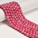 Strawberry Red Dyed Jade Smooth Round Beads 6mm 8mm 10mm 15.5" Strand