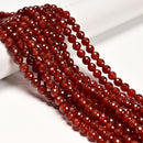 Carnelian Faceted Round Beads 4mm 6mm 8mm 10mm 12mm 15.5" Strand
