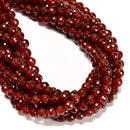 Carnelian Faceted Round Beads 4mm 6mm 8mm 10mm 12mm 15.5" Strand