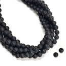 2.0mm Large Hole Black Onyx Matte Faceted Round Beads 6mm 8mm 10mm 15.5" Strand