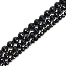 2.0mm Large Hole Black Onyx Faceted Round Beads 6mm 8mm 10mm 12mm 15.5" Strand