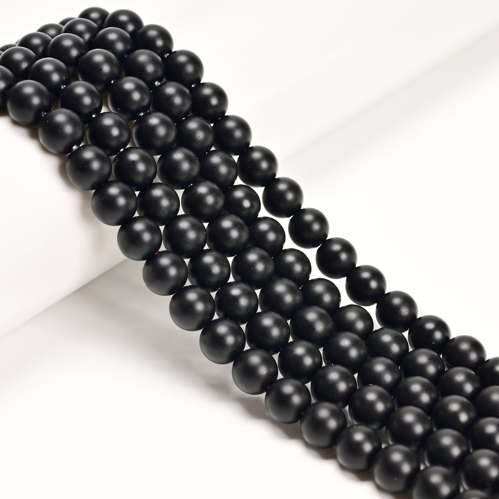 Black Onyx Beads – Real Crystal Gemstone Natural Smooth Round – 6mm 8mm 10mm