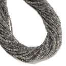 Light Gray Translucent Labradorite Faceted Rondelle Beads Size 2x3mm 15.5'' Strd