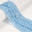 Natural Blue Aquamarine Faceted Round Coin Beads Size 8mm 15.5" Strand