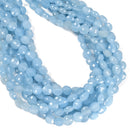 Natural Blue Aquamarine Faceted Round Coin Beads Size 8mm 15.5" Strand