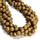 Gold Color Druzy Agate Matte Round Beads Size 6mm 8mm 10mm 12mm 15.5" Strand
