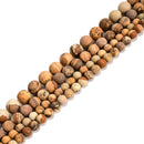 Picture Jasper Matte Round Beads Size 4mm 6mm 8mm 10mm 12mm 15.5" Strand