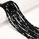 Black Crystal Glass Faceted Rice Tube Beads 4x7mm 15.5" Strand