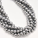 Silver Hematite Smooth Round Beads 2mm 3mm 4mm 6mm 8mm 10mm 12mm 15.5" Strand