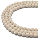 2.0mm Large Hole Beige Color Lava Smooth Round Beads Size 6mm 8mm 10mm 15.5'' Strand