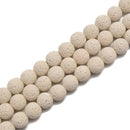 2.0mm Large Hole Beige Color Lava Smooth Round Beads Size 6mm 8mm 10mm 15.5'' Strand