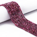 Natural Red Tourmaline Faceted Round Beads Size 2.5-3mm 3.5mm 15.5'' Strand