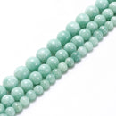 Cloudy Emerald Green Dyed Jade Smooth Round Beads 6mm 8mm 10mm 15.5" Strand