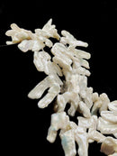 Fresh Water Pearl White Keshi Biwa Teeth Shape Beads 20-25mm 14" Strand