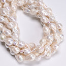 Natural White Fresh Water Pearl Baroque Shape Beads 12-14x14-18mm 15.5" Strand