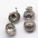 Silver Metal Oil Diffuser Pendant Flower Round Size 21mm Sold Per Piece