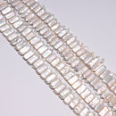 White Fresh Water Pearl Double Drill Irregular Rectangle Beads 6x18mm 16" Strand