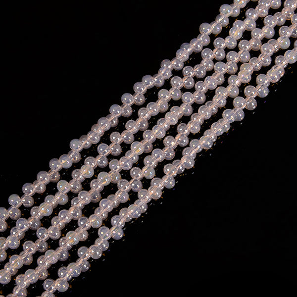 Rose Pink AB Crystal Glass Off Center Drilled Rondelle Beads 4x6mm 15.5'' Strand