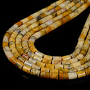 Natural Yellow Crazy Agate Smooth Cylinder Tube Beads Size 6x8mm 15.5'' Strand