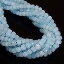 Aquamarine Color Dyed Jade Faceted Cube Beads Size 7mm 15.5'' Strand