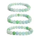Multi-color Green Jade Smooth Round Beaded Bracelet 8mm 7.5'' Length 3 PCS/Set