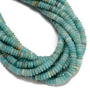 Natural Blue Amazonite Smooth Rondelle Beads Size 2x6mm 15.5'' Strand