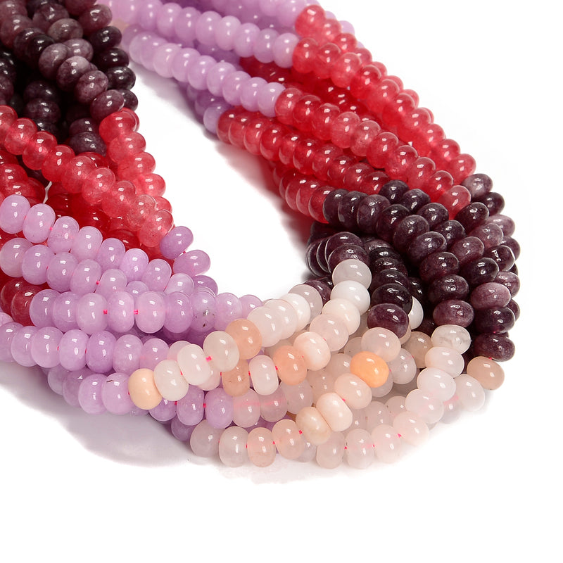 05-Multi-color Gemstone Smooth Rondelle Beads Size 5x8mm 15.5'' Strand