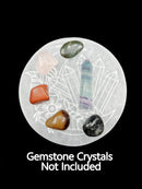 Selenite Round Charging Plate Metatron's Cube & Moon Flower Crystal Size 4''