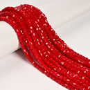 Red Crystal Glass Faceted Rubik's Cube Beads Size 4mm 15.5'' Strand