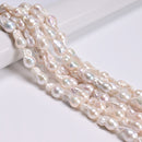 White Fresh Water Pearl Baroque Flame Ball Beads 10-12x18-25mm 15.5'' Strand